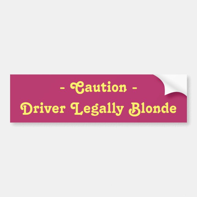 - Varning - Förare Legally Blonde Bildekal (Framsidan)