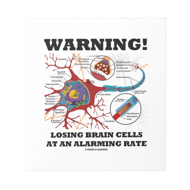 Varning! Förlorade hjärnceller med en alarmerande  Anteckningsblock (Framsida)