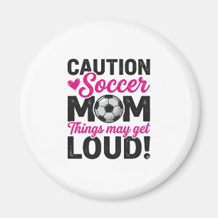 Varning Fotbollsmamma Hög Ljudnivå Vintage T-Shirt Magnet