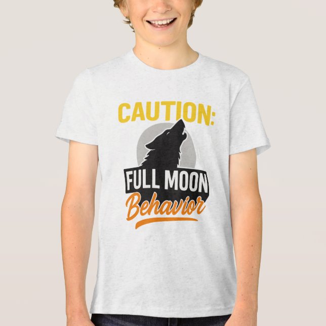 Varning Full Moon Behavior Shirt - Lustigt varulv T (Framsida)