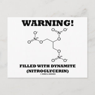 Varning! Fyllt med dynamit (nitroglycerin) Vykort