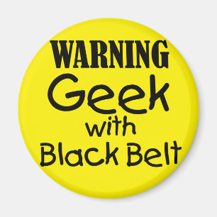 Varning Geek med Black Bälte Magnet