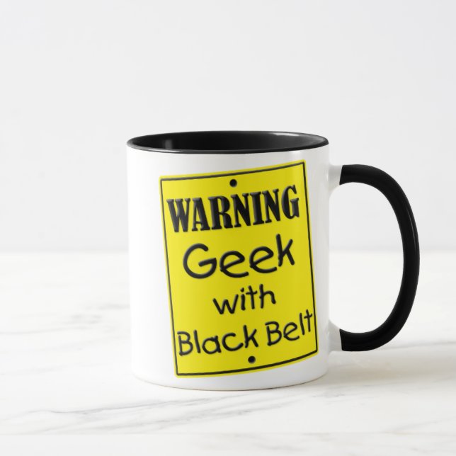 Varning Geek med Black Bälte Mugg (Höger)