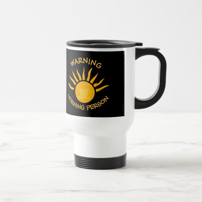 Varning God morgon Person Coffee Sol Rays Black Resemugg (Höger)