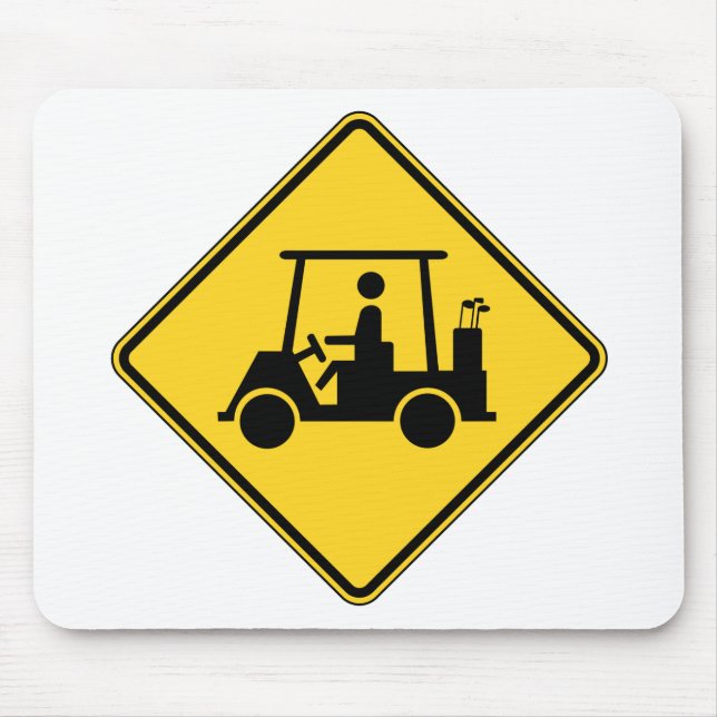 Varning Golf Cart-tecken Musmatta (Framsidan)