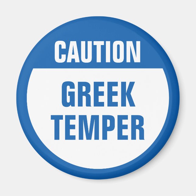 Varning Grekiska Temper Magnet (Framsidan)