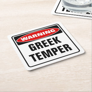 Varning Grekiska Temper Underlägg Papper Kvadrat