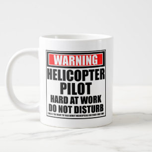 Varning Helikopterpilot Hårt Arbete Jumbo Mugg