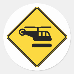 Varning Helikoptertecken Runt Klistermärke