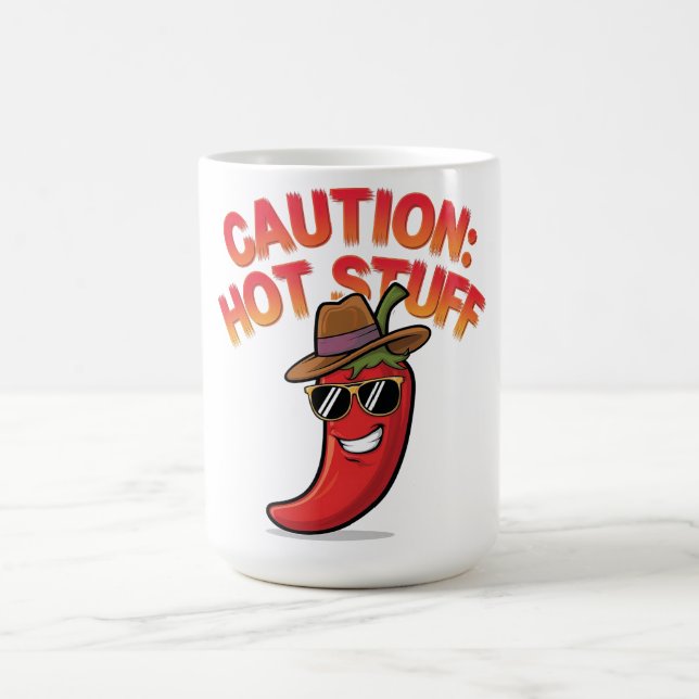Varning: Hett Saker design - Roligt Chili Pepper Kaffemugg (Center)