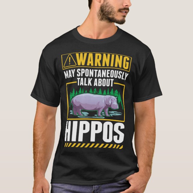 Varning Hippo Hippopotamus 1 T Shirt (Framsida)