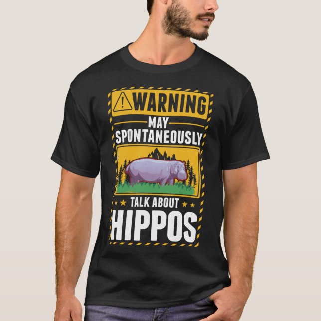 Varning Hippo Hippopotamus 2 T Shirt (Framsida)