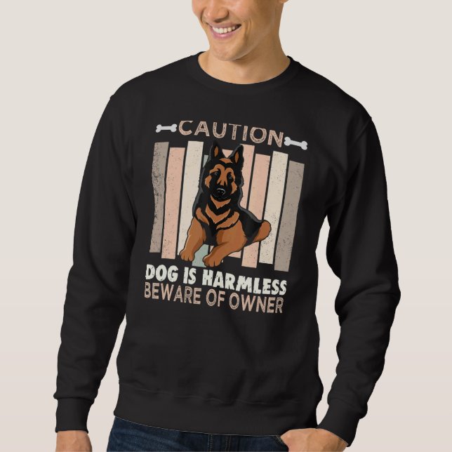 Varning Hund är inte särskilt försiktig med ägarty Lång Ärmad Tröja (Framsida)