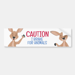 Varning I Brake for Animals Australian Kangaroo Bildekal