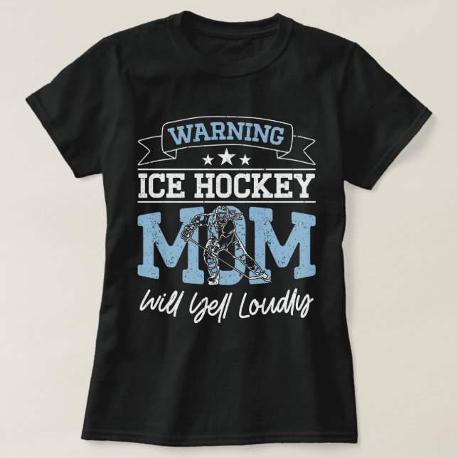 Varning Ice Hockey Mamma kommer att gula Mamma med T Shirt (Design framsida)