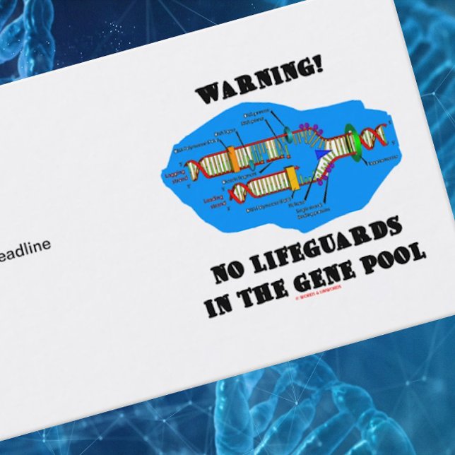 Varning! Inga livräddarear i arvsmassan Visitkort (Business card featuring DNA replication & funny gene pool/genetics advice saying)