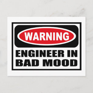 Varning INGENJÖR i BAD MOOD-vykort Vykort