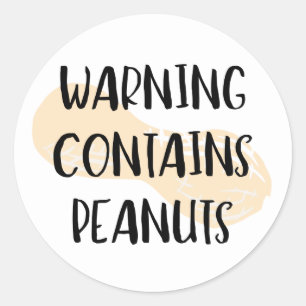 Varning innehåller Peanuts Allergen-etiketten Pean Runt Klistermärke