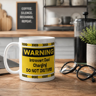 Varning Introvert Pappa Laddar Roligt Present Till Kaffemugg