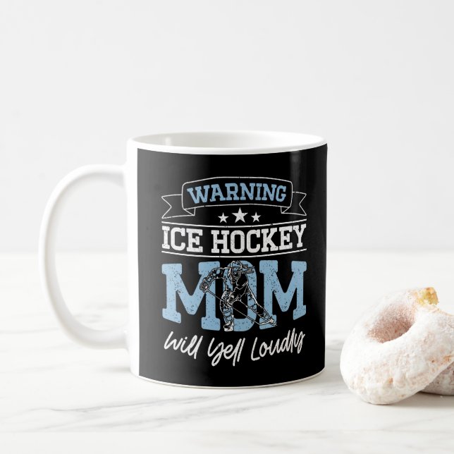 Varning Ishockeymamma Kommer Att Skrika Högt Cool  Kaffemugg (Med munk)