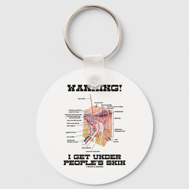Varning! Jag går under People's Skin (Humor) Nyckelring (Framsida)
