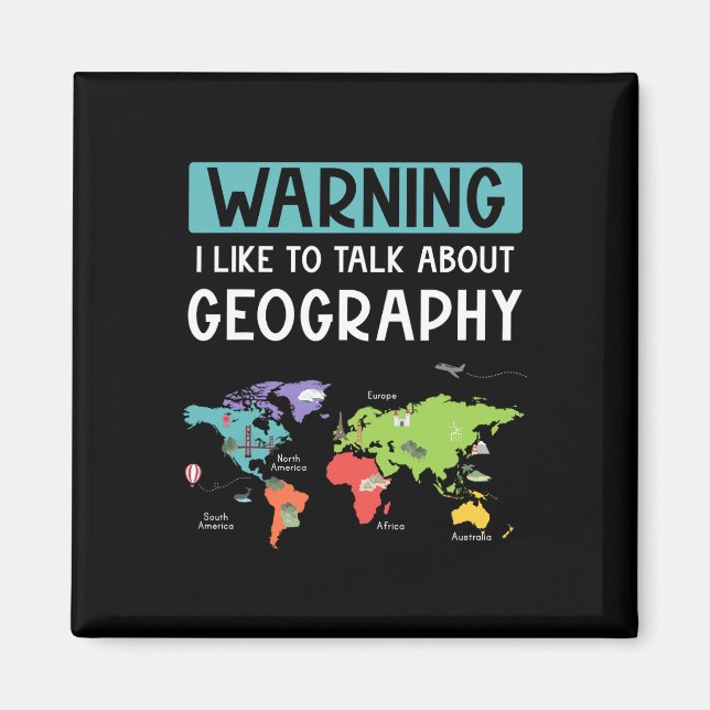 Varning Jag Gillar Att Prata Om Geografi Lärare Bi Magnet (Framsidan)