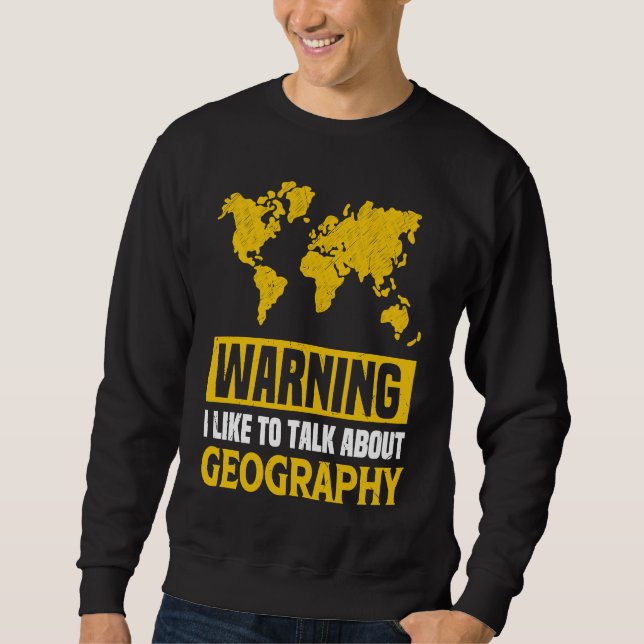 Varning Jag Gillar Att Prata Om Geografilärare Lång Ärmad Tröja (Framsida)
