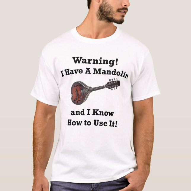 Varning! Jag har en Mandolin T-shirt (Framsida)
