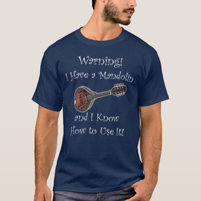 Varning! Jag har en Mandolin Tee Shirt (Framsida)