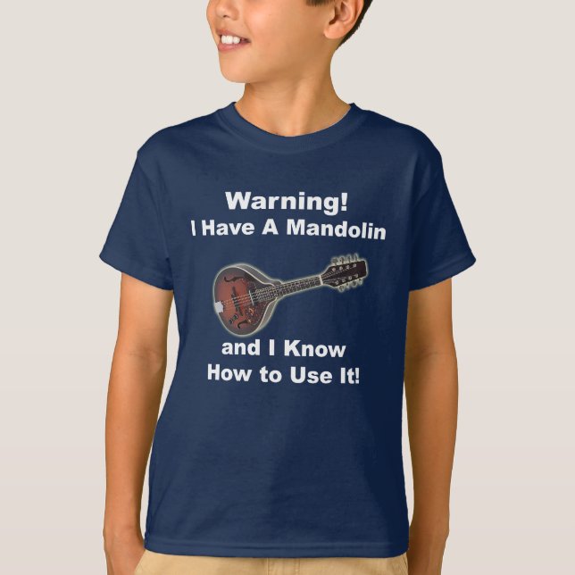 Varning! Jag har en Mandolin Tee Shirt (Framsida)