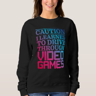 Varning Jag lärde mig köra genom tv-spel Förhandsv T Shirt