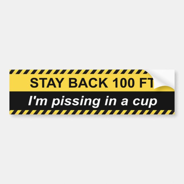 Varning: Jag pissar i kopp Bildekal (Framsidan)