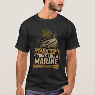 Varning Jag Tänker Som En Marinsoldat Rolig USMC Ö T Shirt