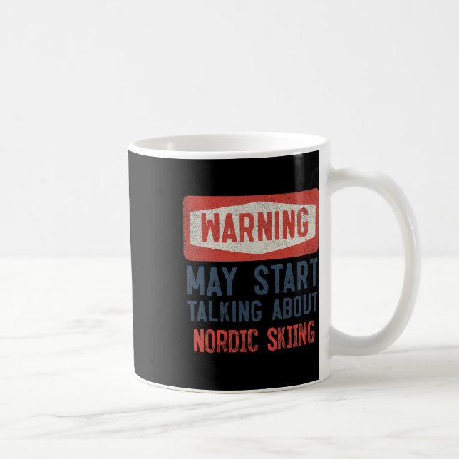 Varning Kan Börja Prata Om Längdskidåkning  Kaffemugg (Höger)