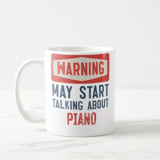Varning Kan Börja Prata Om Piano Kaffemugg (Vänster)