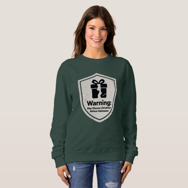 Varning kan diskutera jul före Halloween T Shirt (Hel framsida)