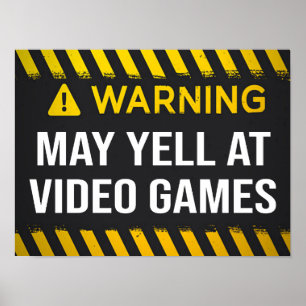 Varning kan höras vid videospel poster