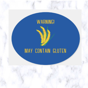 Varning kan innehålla Gluten Runt Klistermärke