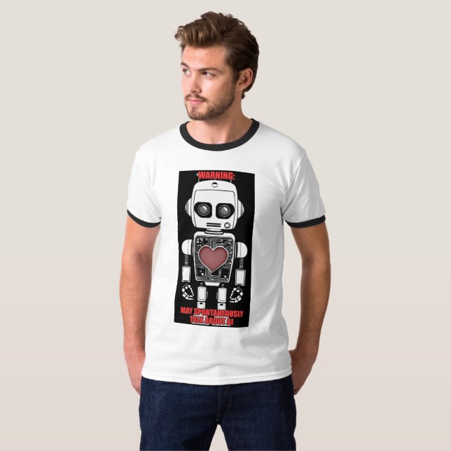 Varning: Kan prata om AI Herrens Ringarmad T-Shirt (Hel framsida)