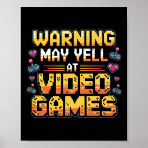 Varning Kan Skrika På TV-Spelen Roliga Spelande Po Poster