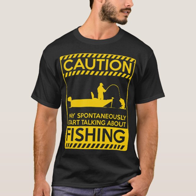 Varning kan spontant börja prata om fiske t shirt (Framsida)
