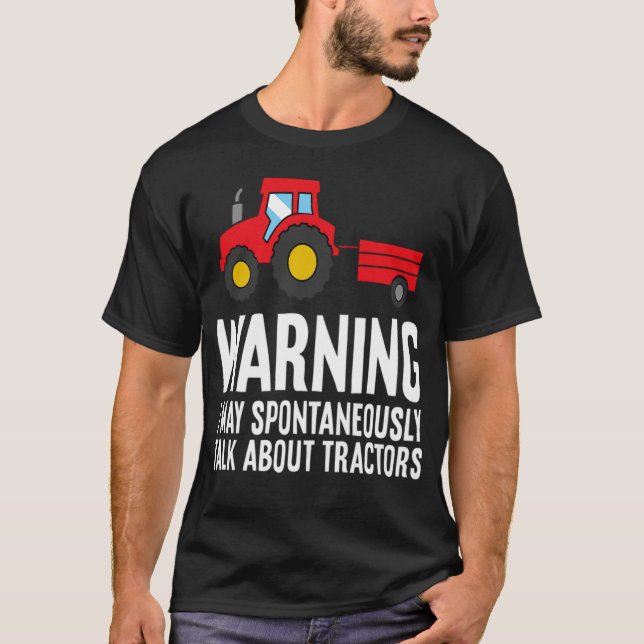 Varning Kan Spontant Prata Om Traktorer - st T Shirt (Framsida)