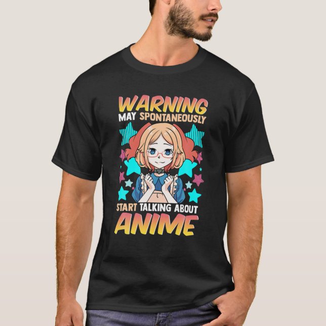 Varning kan spontant tala om Anime Funny M T Shirt (Framsida)