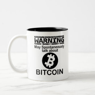 Varning kan spontant tala om Bitcoin Två-Tonad Mugg
