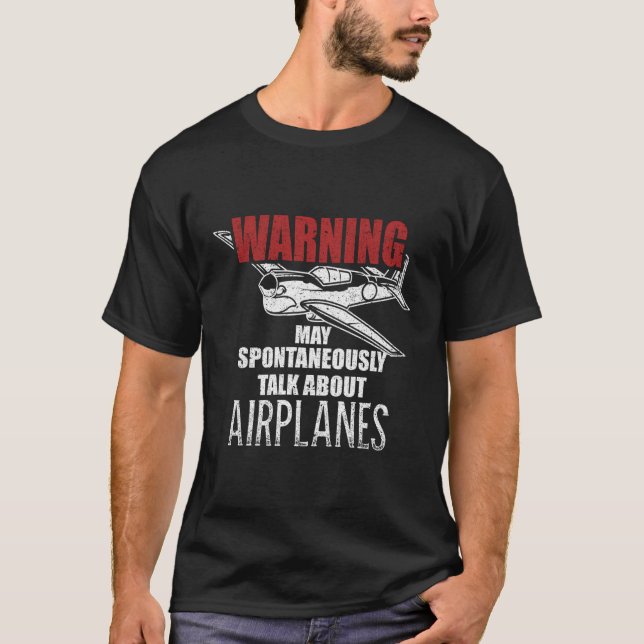 Varning kan spontant tala om flygplan Avi T Shirt (Framsida)