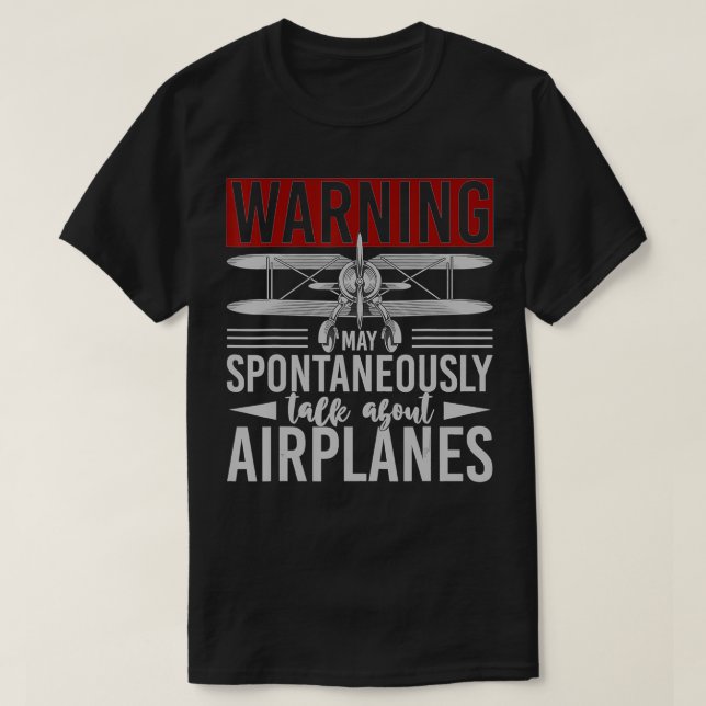 Varning kan spontant tala om flygplansspole t shirt (Design framsida)