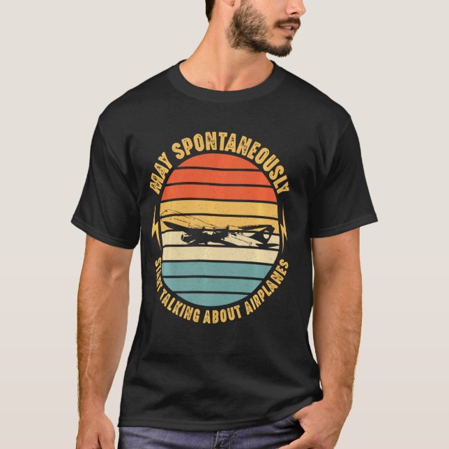 Varning kan spontant tala om Roligt för flygplan T Shirt (Framsida)