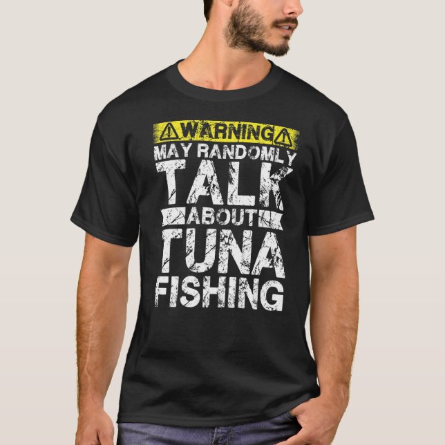 Varning kan tala om fiske av tonfisk t shirt (Framsida)