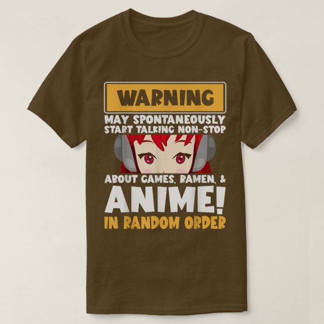 Varning kan tala ostoppat om spel Ramen Anime T Shirt (Design framsida)