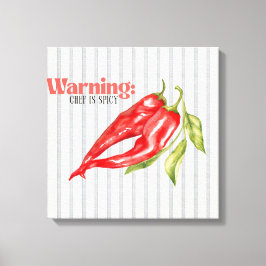 Varning kock är kryddig röd chilipeppar köksart canvastryck